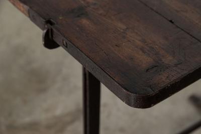 19thC Iron Pine Trestle Table