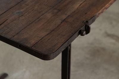 19thC Iron Pine Trestle Table