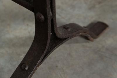 19thC Iron Pine Trestle Table