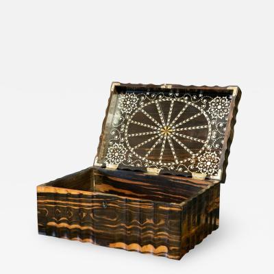 19thC Large Anglo Indian Coromandel Inlaid Sewing Box