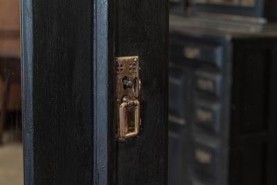 19thC Large French Ebonised Mirrored Armoire