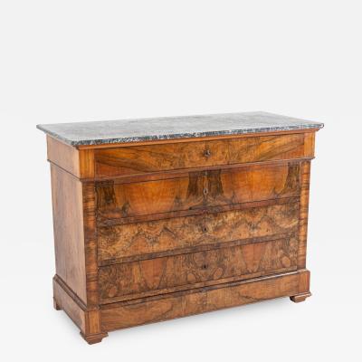 19thC Large French Walnut Marble Top Commode