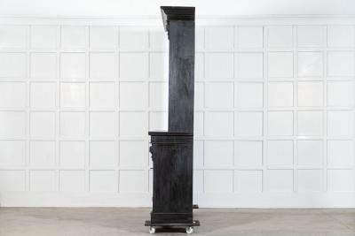 19thC Oak Pine Ebonised Open Bookcase Dresser