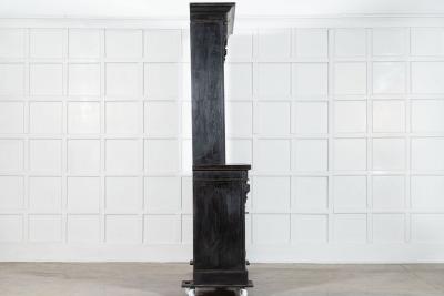 19thC Oak Pine Ebonised Open Bookcase Dresser