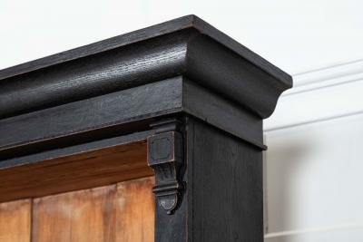 19thC Oak Pine Ebonised Open Bookcase Dresser