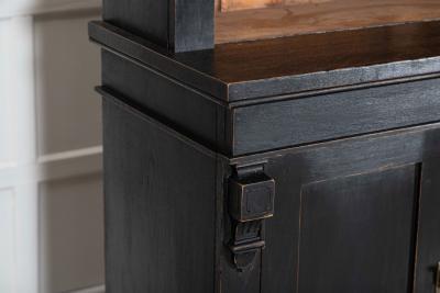 19thC Oak Pine Ebonised Open Bookcase Dresser