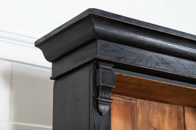 19thC Oak Pine Ebonised Open Bookcase Dresser