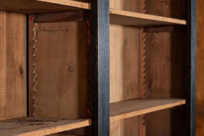 19thC Oak Pine Ebonised Open Bookcase Dresser