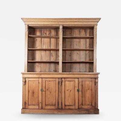 19thC Oak Pine Open Bookcase Dresser