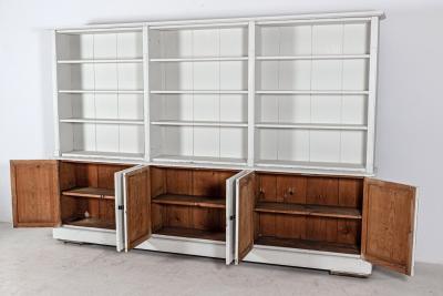 19thC Pair Monumental English Estate Made Painted Bookcases