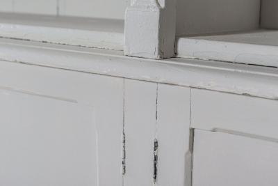 19thC Pair Monumental English Estate Made Painted Bookcases