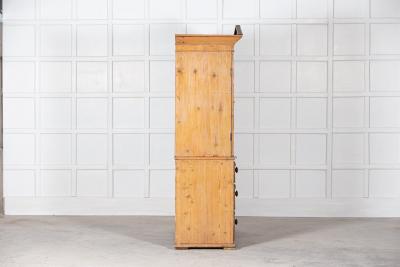 19thC Pedimented English Pine Linen Press