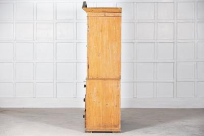 19thC Pedimented English Pine Linen Press