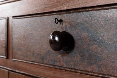 19thC Scottish Grained Arched Pine Housekeepers Cupboard