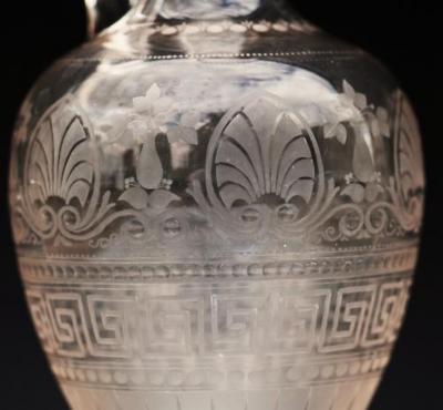 19thc Amphora acid etched claret decanter