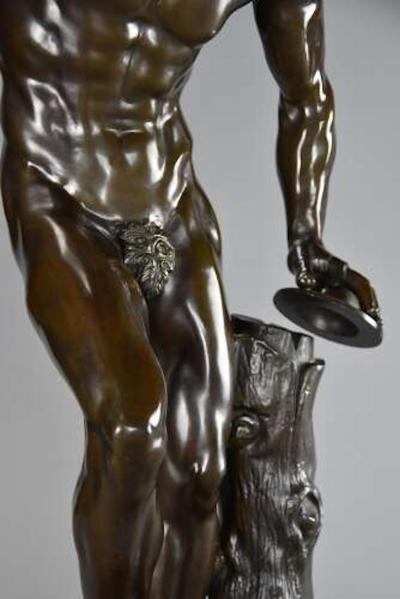 19thc Grand Tour Classical bronze of The Dancing Faun stamped Duchemin