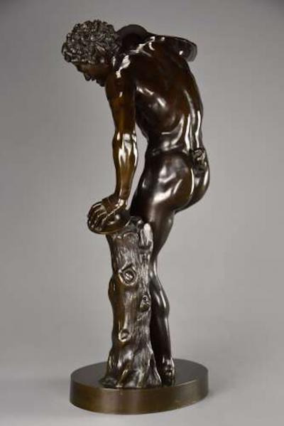19thc Grand Tour Classical bronze of The Dancing Faun stamped Duchemin