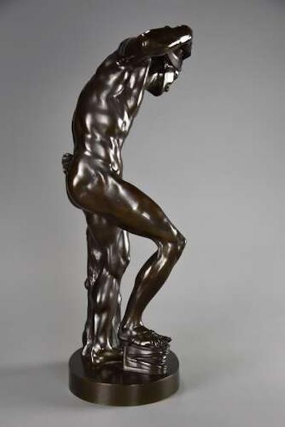19thc Grand Tour Classical bronze of The Dancing Faun stamped Duchemin
