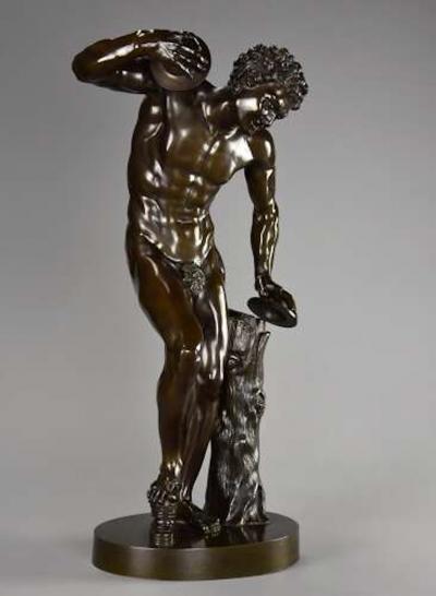 19thc Grand Tour Classical bronze of The Dancing Faun stamped Duchemin