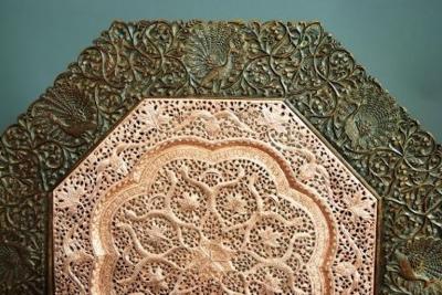 19thc Indian octagonal carved hardwood table