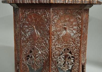 19thc Indian octagonal carved hardwood table