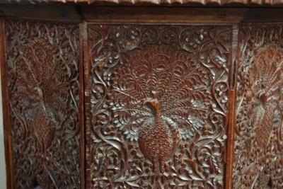 19thc Indian octagonal carved hardwood table