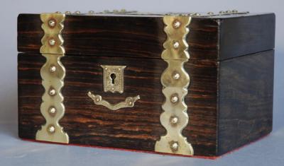 19thc coromandel wood brass bound tea caddy