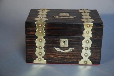 19thc coromandel wood brass bound tea caddy