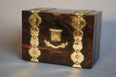 19thc coromandel wood brass bound tea caddy