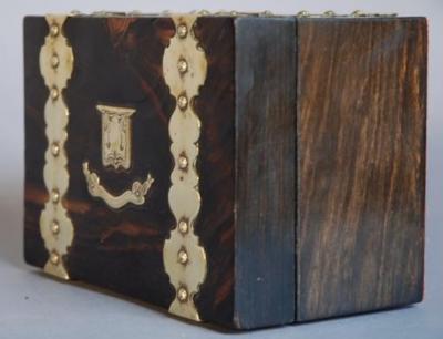 19thc coromandel wood brass bound tea caddy