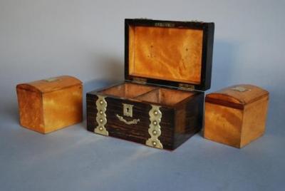 19thc coromandel wood brass bound tea caddy