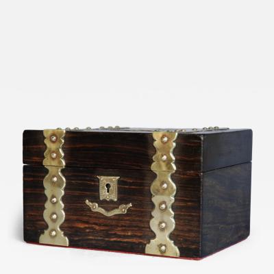 19thc coromandel wood brass bound tea caddy