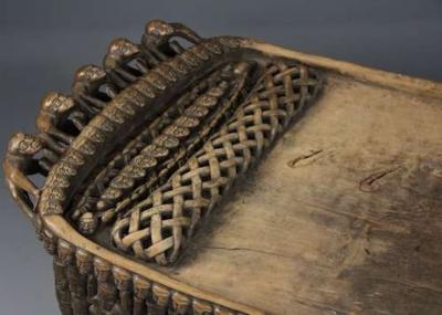 19thc hand carved hardwood African Bamileke ceremonial bed or coffee table 