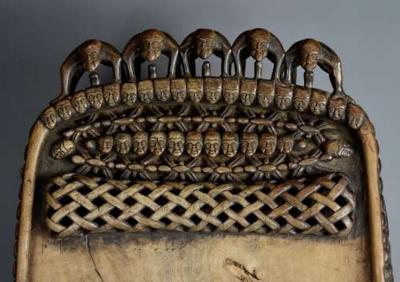 19thc hand carved hardwood African Bamileke ceremonial bed or coffee table 