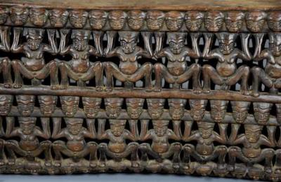 19thc hand carved hardwood African Bamileke ceremonial bed or coffee table 