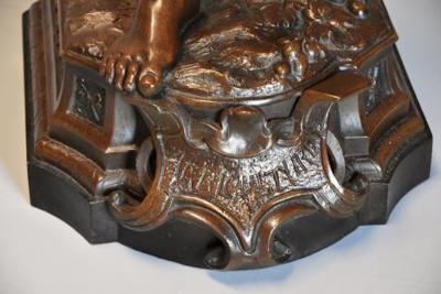 19thc large bronzed spelter figure of a farm labourer signed Milliot