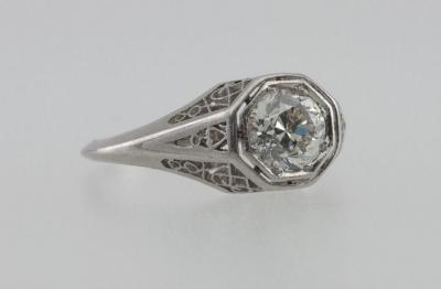 1CT PLATINUM ART DECO FILIGREE ENGAGEMENT RING