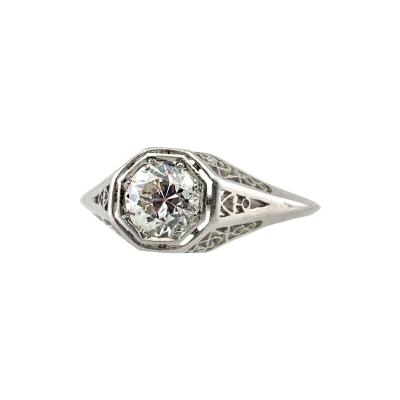 1CT PLATINUM ART DECO FILIGREE ENGAGEMENT RING