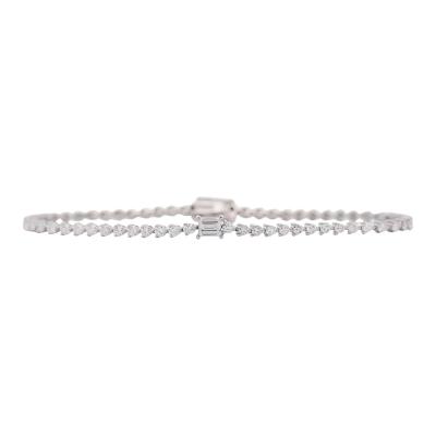 2 4 Carat Round With Baguette Cut Center Lab Grown Diamond Tennis Bracelet