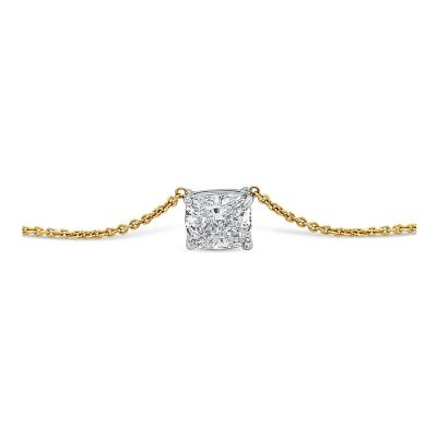 2 56 Carat Cushion Cut Lab Grown Diamond Floating Connected Necklace in 18K Gold