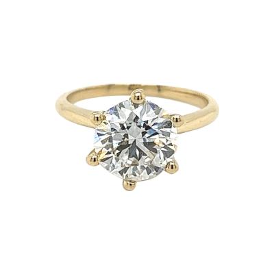 2 60 Carat Lab Grown 14K Yellow Gold 6 Prong Solitaire Diamond Engagement Ring