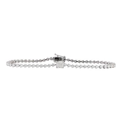 2 71 Carat Cushion Round Lab Grown Diamond 14K White Gold Tennis Bracelet