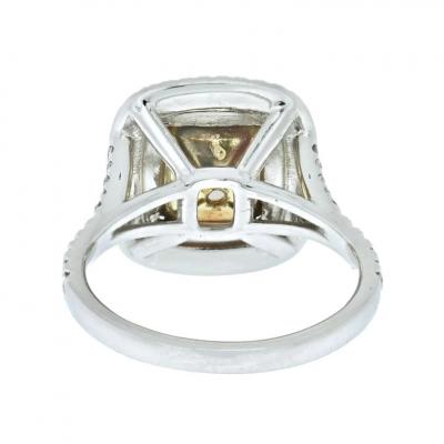 2 CARAT CUSHION CUT DIAMOND FANCY INTENSE YELLOW GIA RING