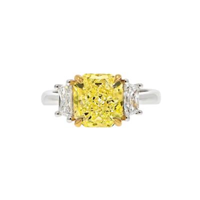 2 CARAT RADIANT CUT DIAMOND FANCY YELLOW GIA RING