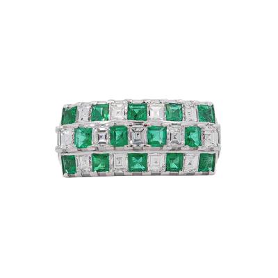 2 Carat Asscher Cut Emerald Diamond Checkerboard Statement Ring