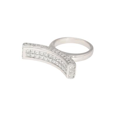 2 Carat Princess Cut Diamond Encrusted Curved Top Overlap Ring in 18K