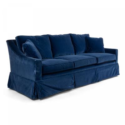 2 Contemporary Blue Velvet Sofas