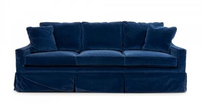 2 Contemporary Blue Velvet Sofas