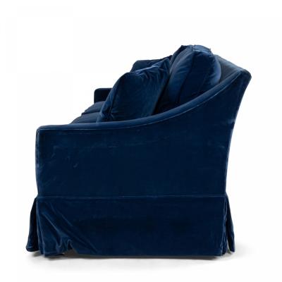 2 Contemporary Blue Velvet Sofas