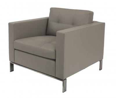 2 Contemporary Tufted Leather Arm Chairs